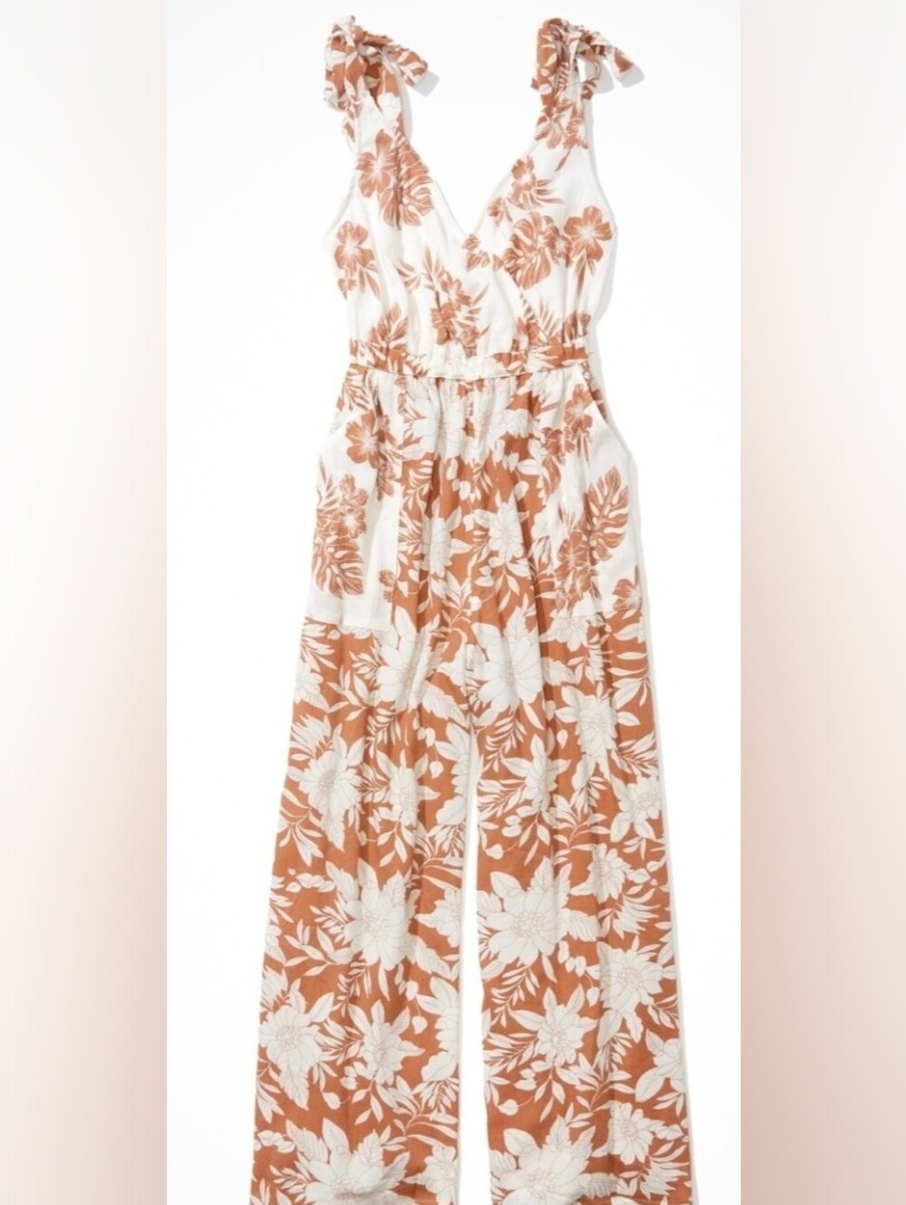 AE American Eagle Outfitters Floral Wide-Leg Jumpsuit Summer Vacation Sz Small